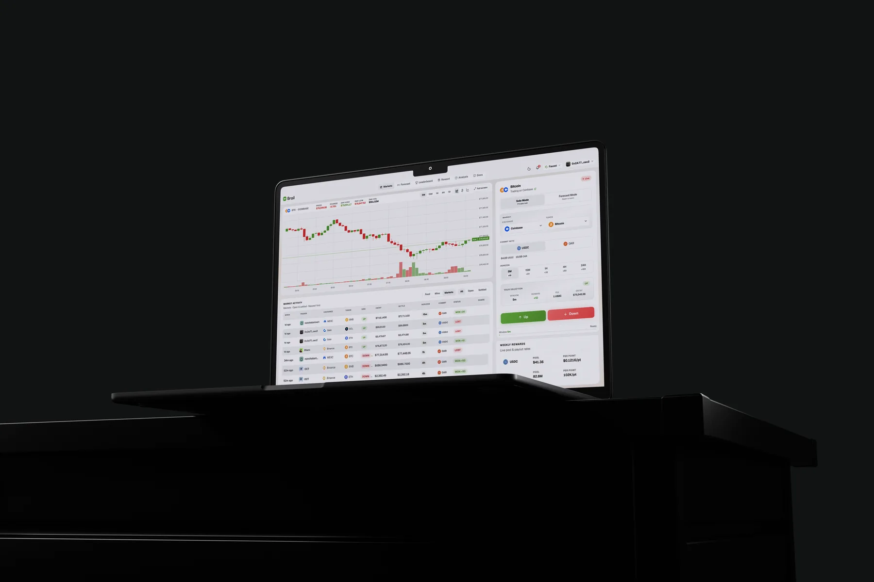 Brail product shown in its light interface