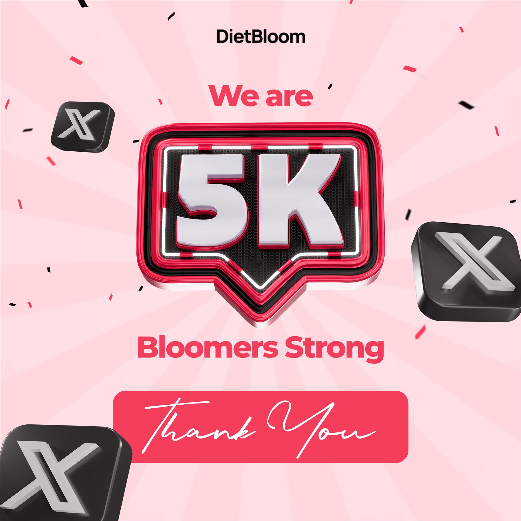 DietBloom community graphic celebrating five thousand followers