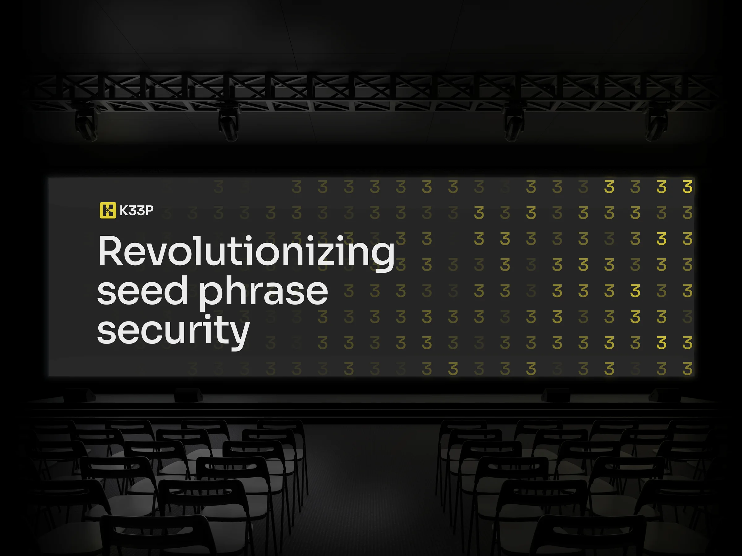 K33P identity presented on an event screen