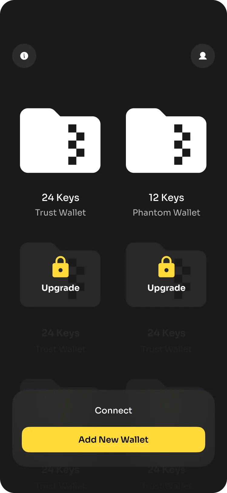 K33P wallet overview screen